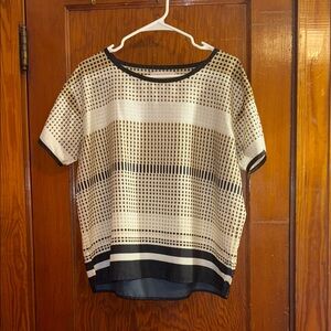 Philosophy Printed Short Sleeve Blouse – Navy & Cream